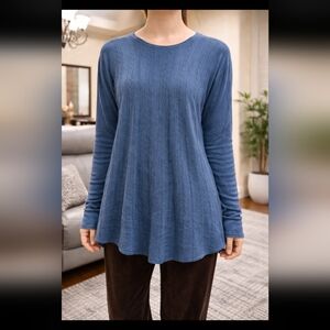 Chaser Textured Blue Long Sleeve Top